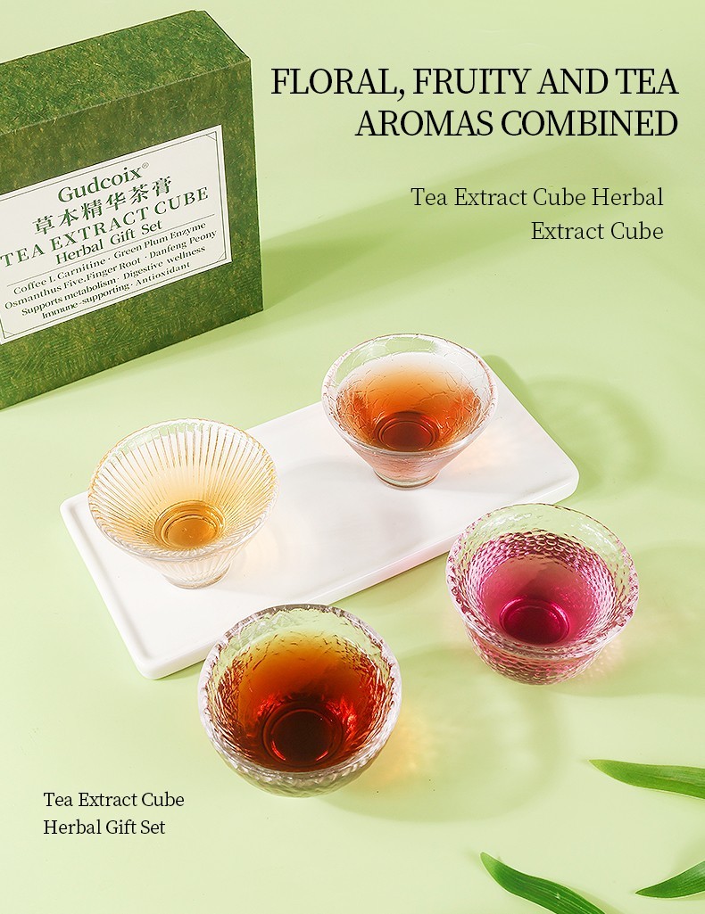 Herbal Tea Extract Cube Gift Set 4 Flavors Concentrated Tea Cubes Premium Box