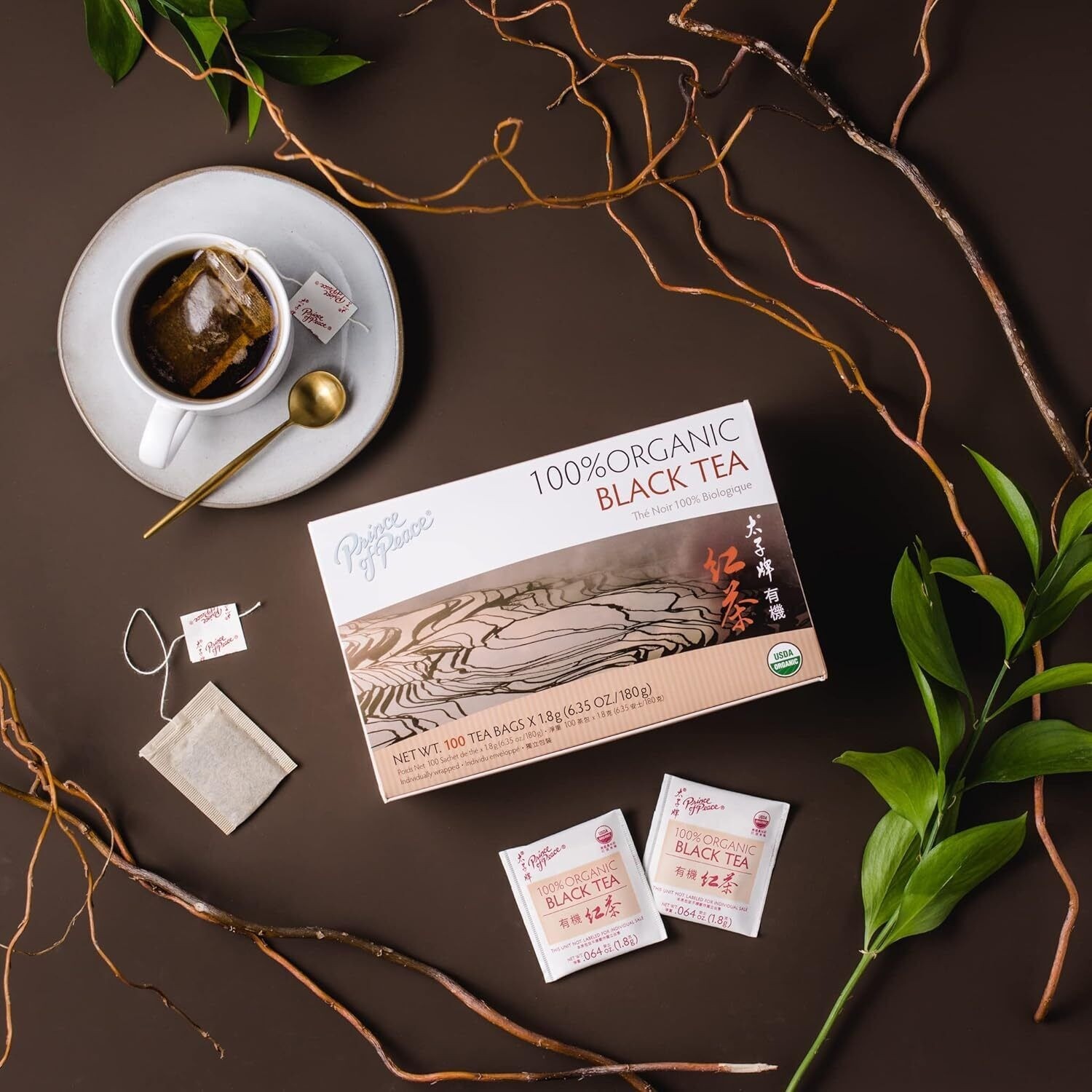 100% Organic Black Tea- 5 Boxes-100 Tea Bags Each Box -invigorating Tea