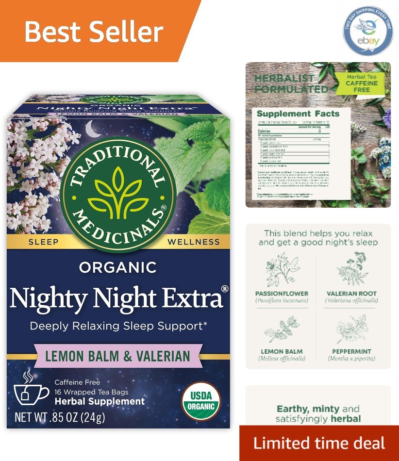 Herbalist-Formulated Nighty Night Tea with Valerian Root – 16 Bags for Serenity