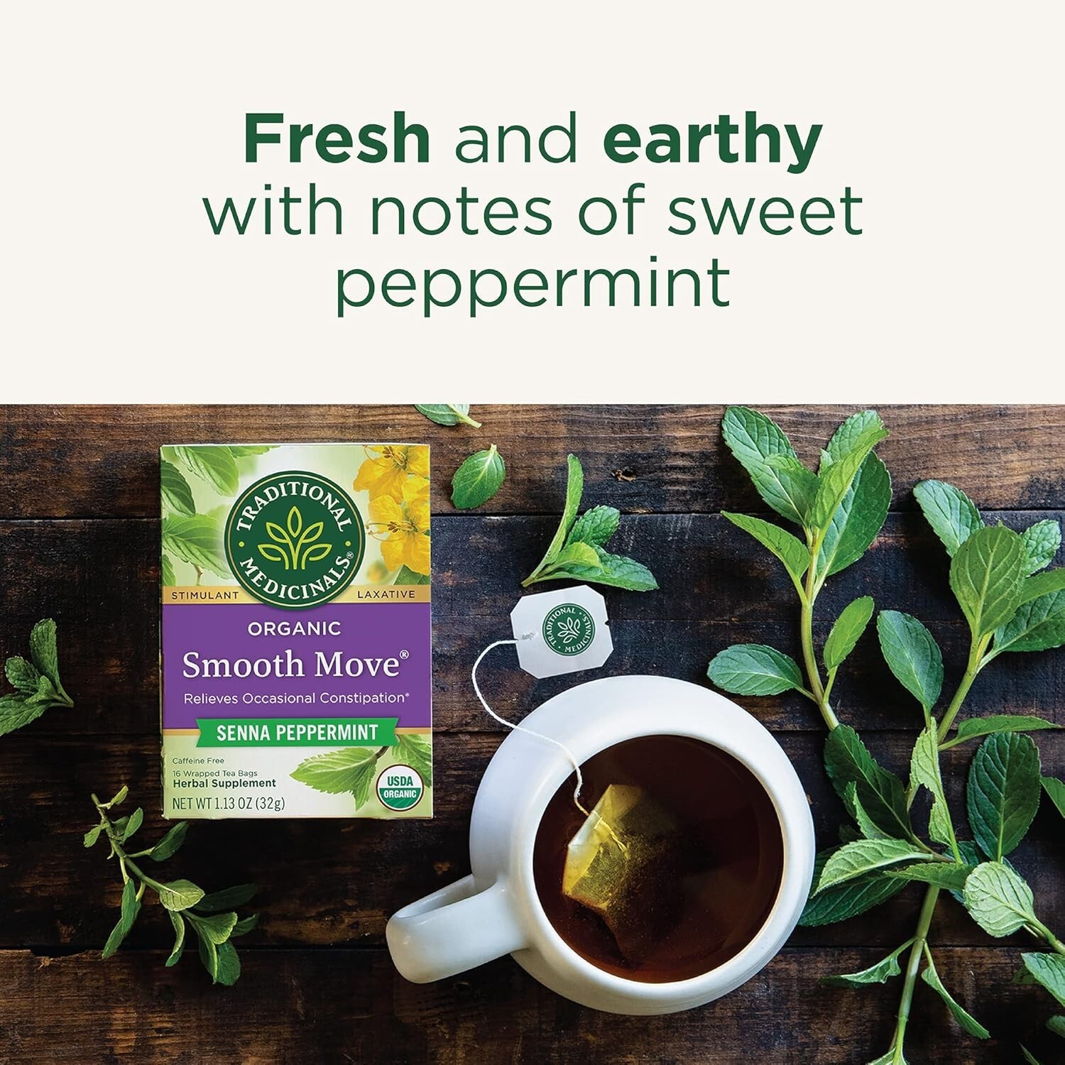Traditional Medicinals Laxative Herbal Tea, Organic Smooth Move – 16 ct
