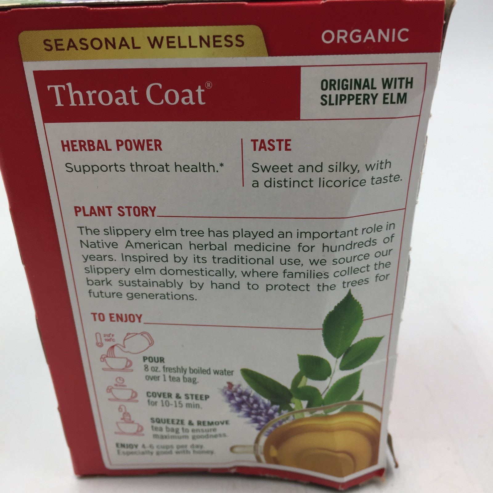 Organic Throat Coat Tea with Slippery Elm – Soothing Herbal Blend Expires 10/28