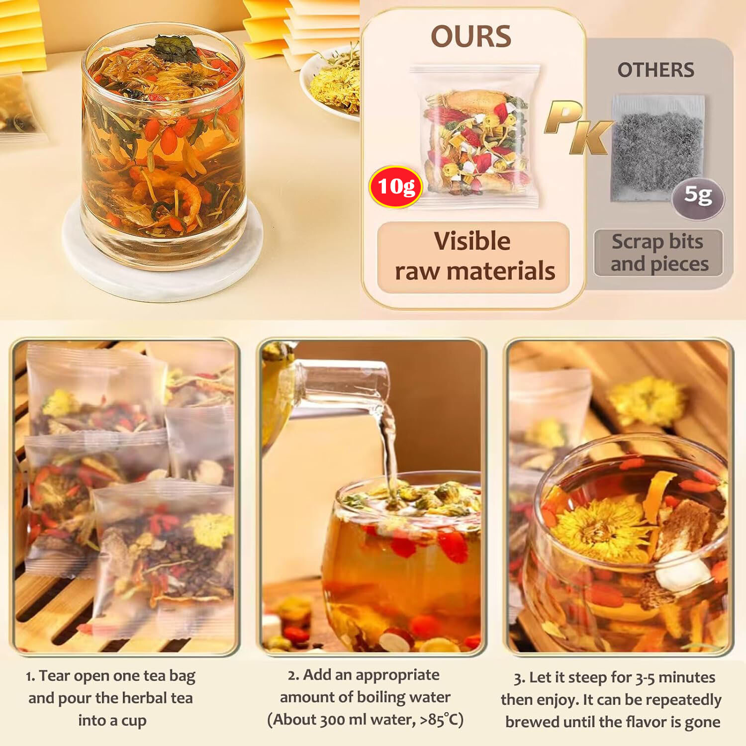 Dandelion Wolfberry Tea, Kidneys & Liver Health, Seven Natural Herbal Ingredient