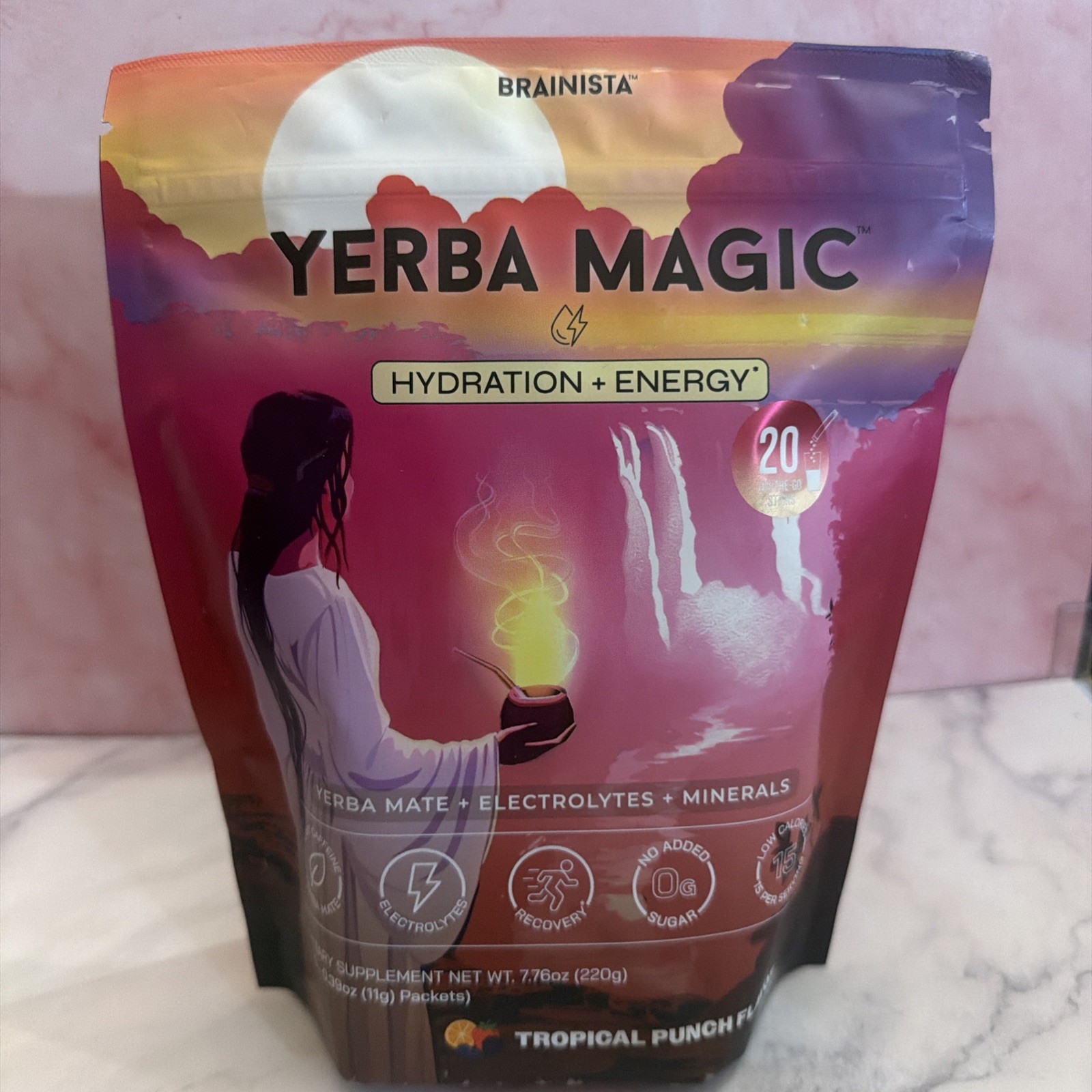 Brainista Yerba Magic Yerba Mate Electrolyte Minerals Tropical Punch 20 Servings