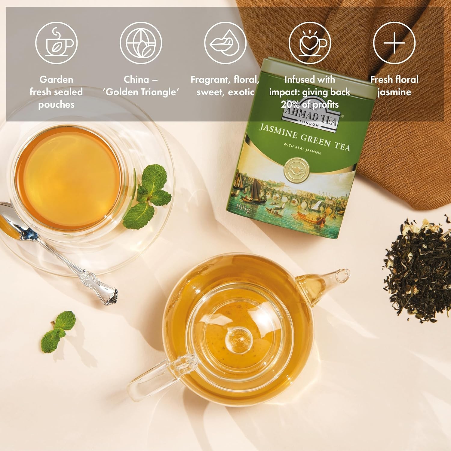 Ahmad Jasmine Green Tea – 3.53 Ounce Loose Leaves for Immunity & Heart Health