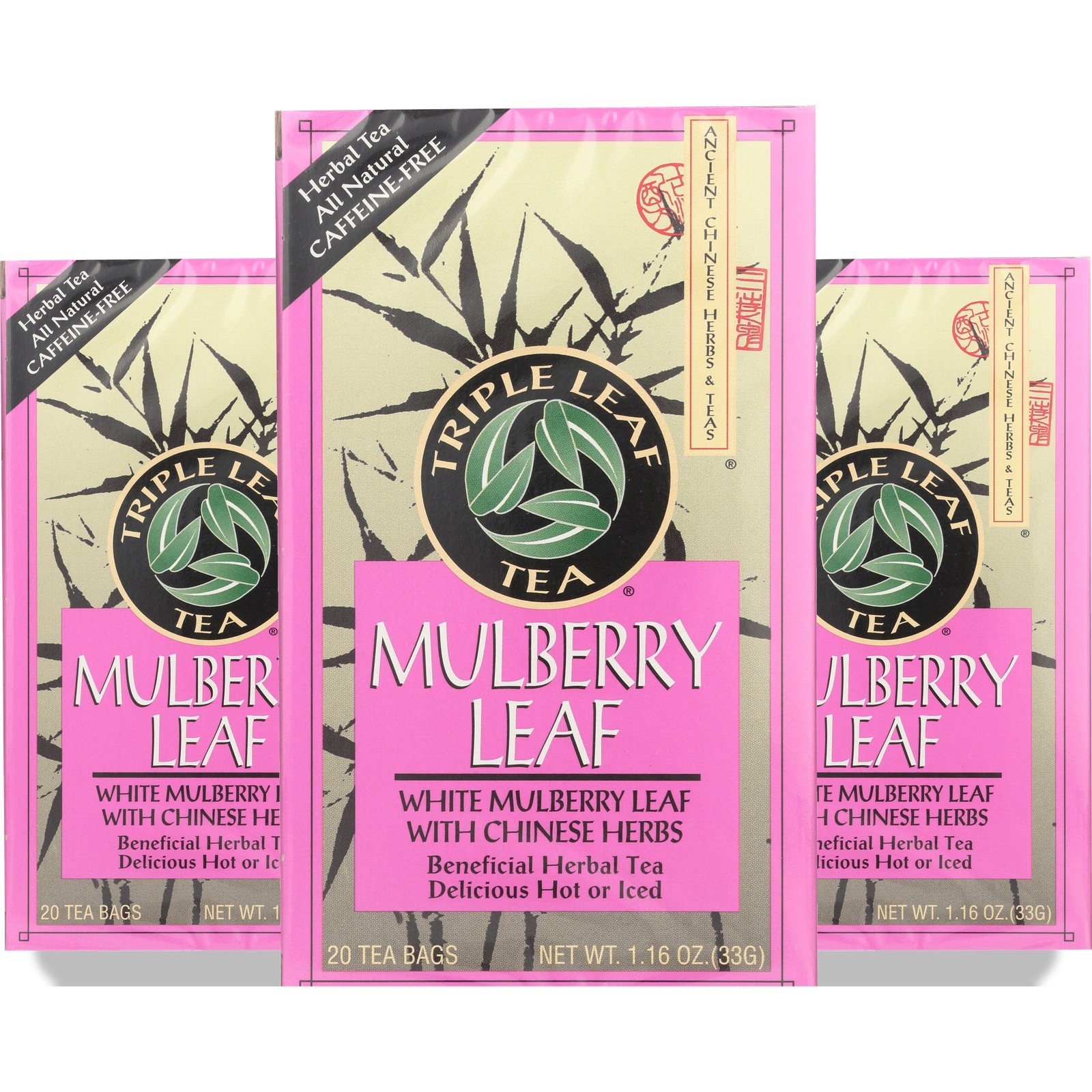 Triple Leaf Tea Mulberry Herbal 20 Bags 1.16 Oz 3 Pack