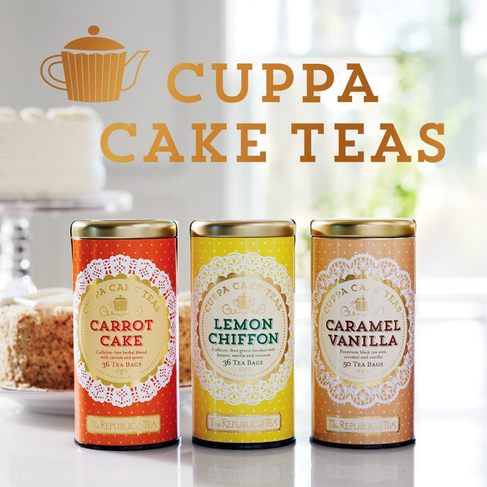 The Republic of Tea Caramel Vanilla Cuppa Cake, 50 Tea Bags, Blended Fine Black