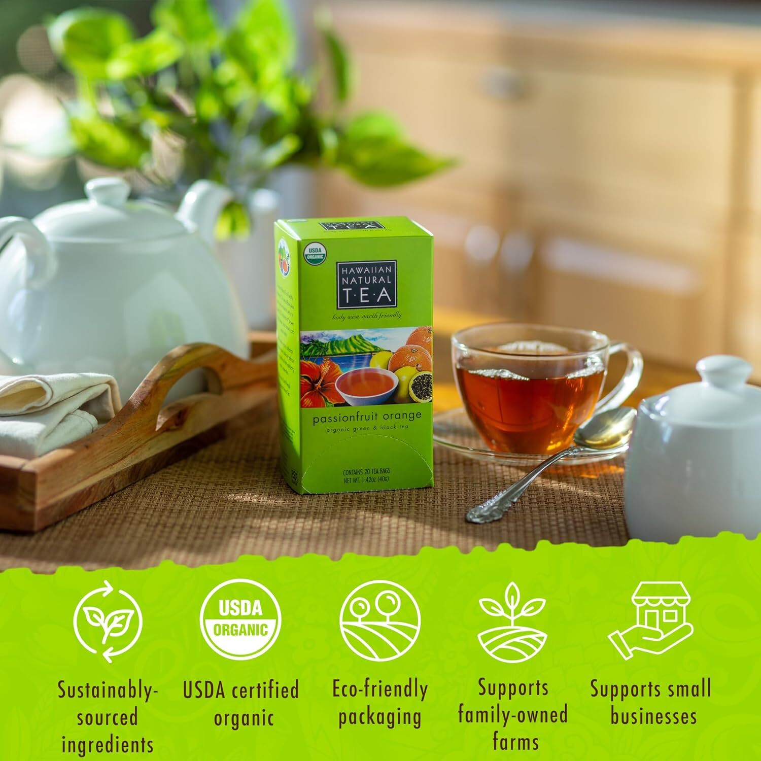 Hawaiian Natural Passion Fruit Orange Flavored Organic Tea – Tropical Fruit Gree