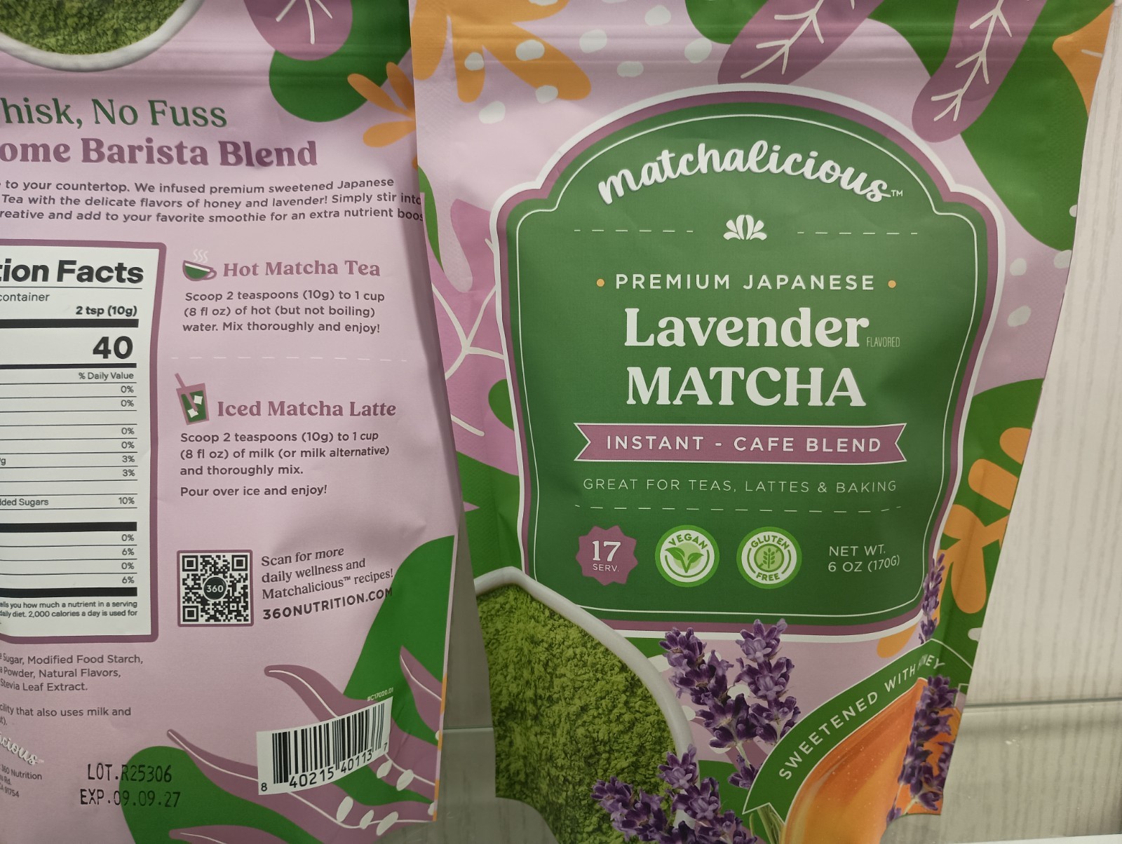 Matchalicious™ Premium Instant Japanese Lavender Matcha Powder 6 oz (2 Pack)