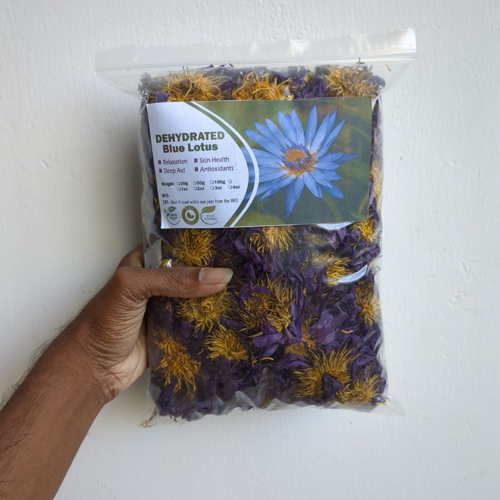 Dried Blue Lotus Nymphaea Caerulea Organic Hand Picked Pure Ceylon Herbal Flower