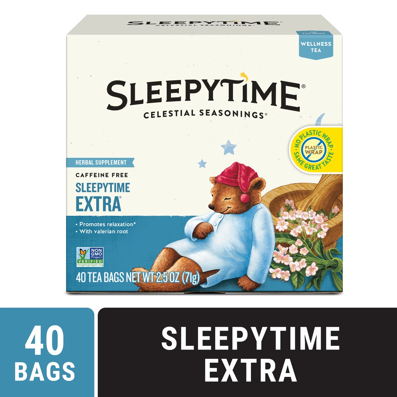Celestial Seasonings Sleepytime Extra Wellness Herbal Tea Bags,40 Count.