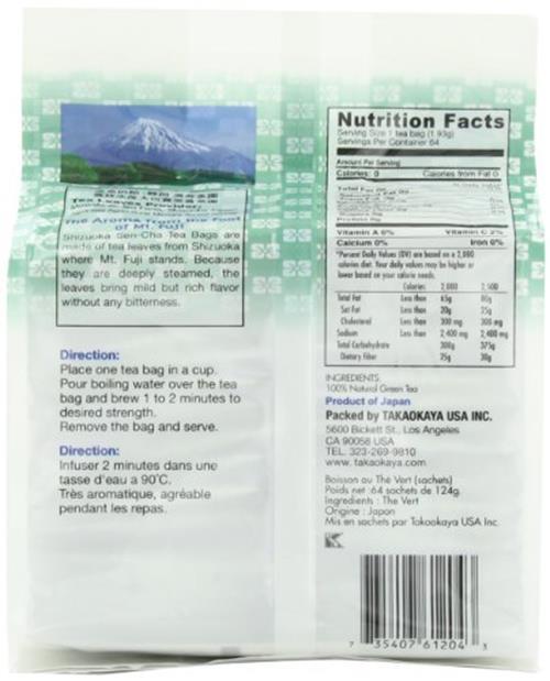 Takaokaya Tea T Green Sencha, TeaBags, Assorted Item Package Quantitys