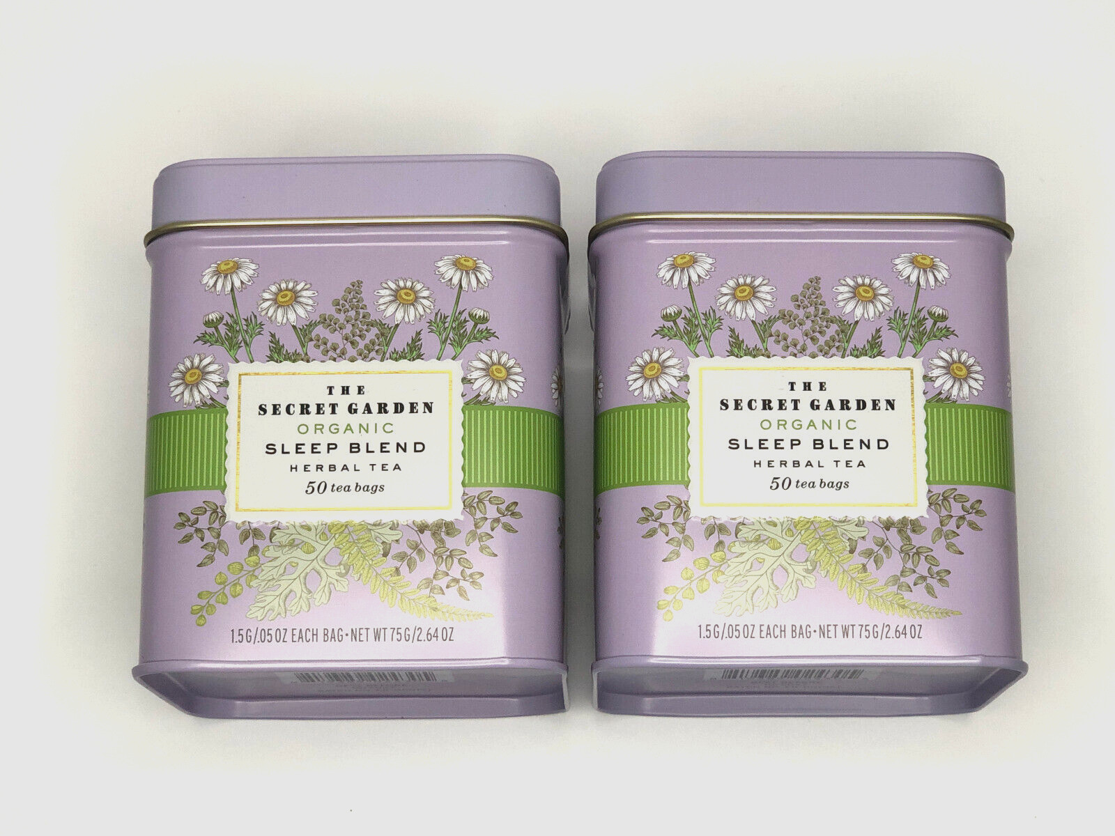 NEW Lot of 2 The Secret Garden 🫖 Organic Sleep Blend Herbal Tea Tins 100 Bags