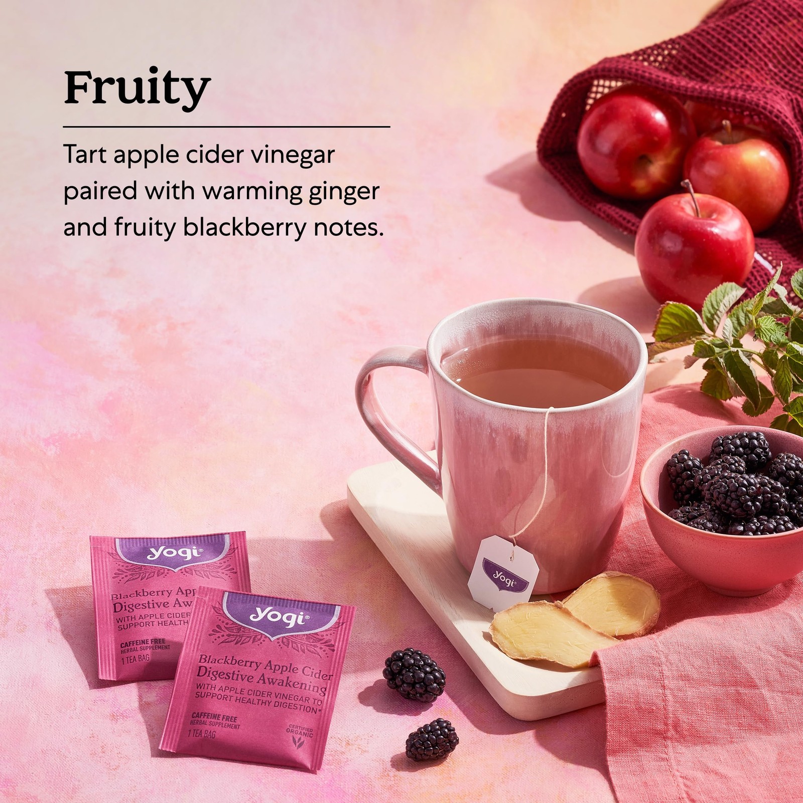 Yogi Organic Blackberry Apple Cider Digestive Tea 16 Count Caffeine Free