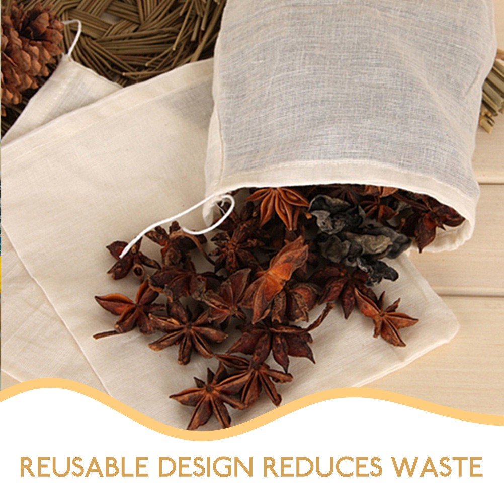 12Pcs Reusable Drawstring Soup Bags Soup Socks Spice Bags Tea Filter