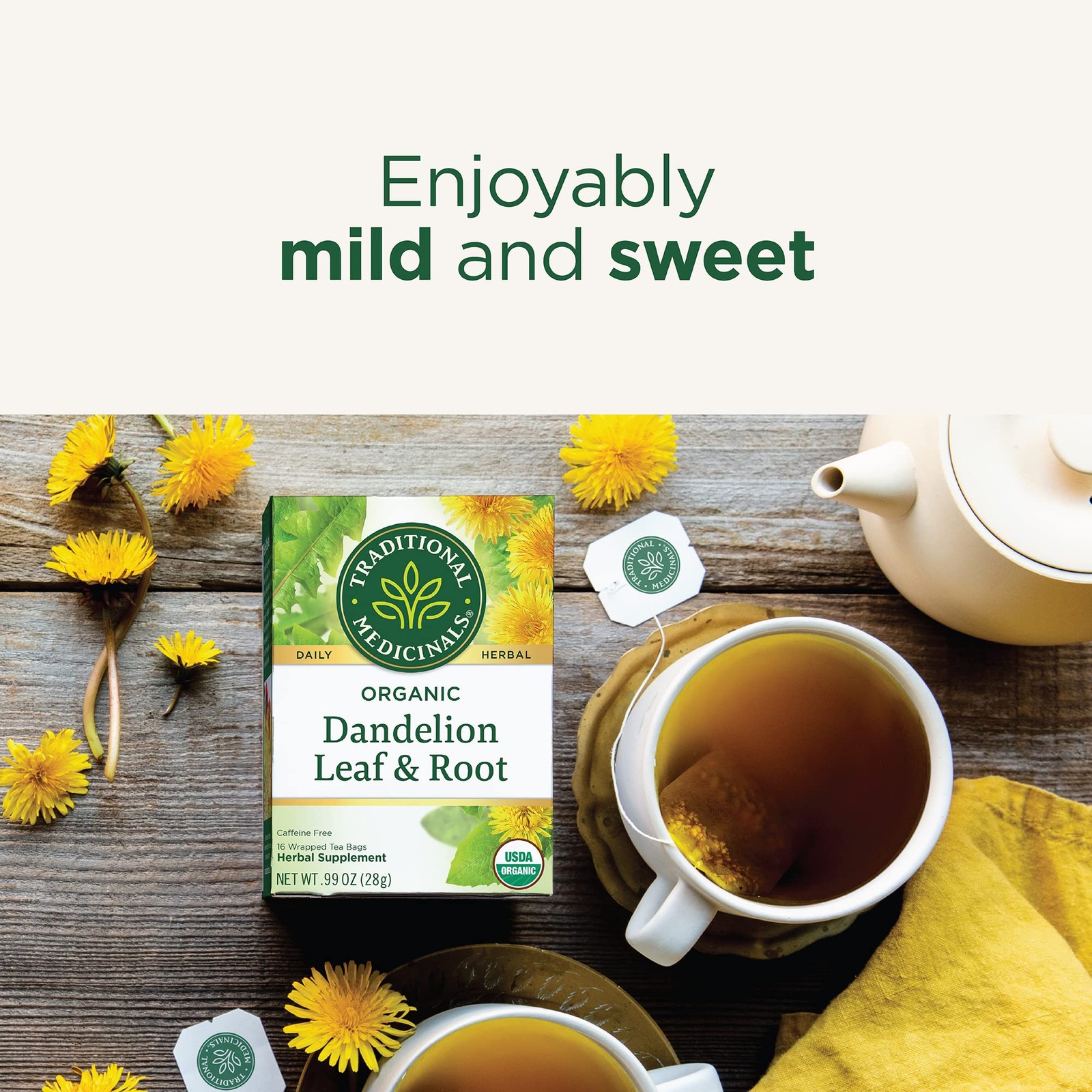 Traditional Medicinals Organic, Dandelion Leaf & Root – 16 Count (Pack of 6)