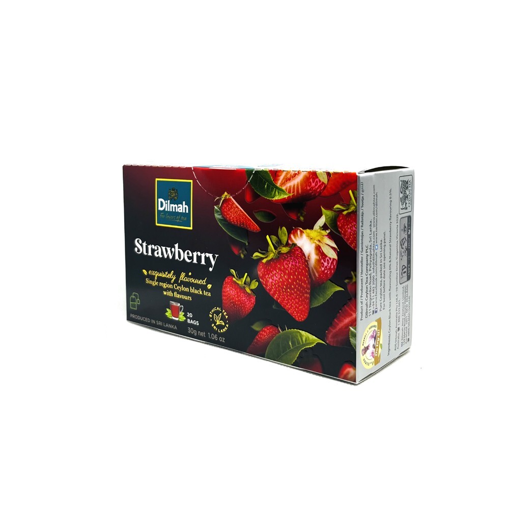 Dilmah Strawberry Flavored Ceylon Black Tea – 20 Tea Bags X 6 Packs