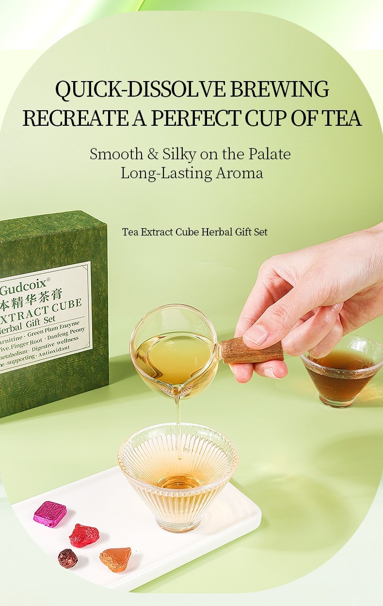 Herbal Tea Extract Cube Gift Set 4 Flavors Concentrated Tea Cubes Premium Box
