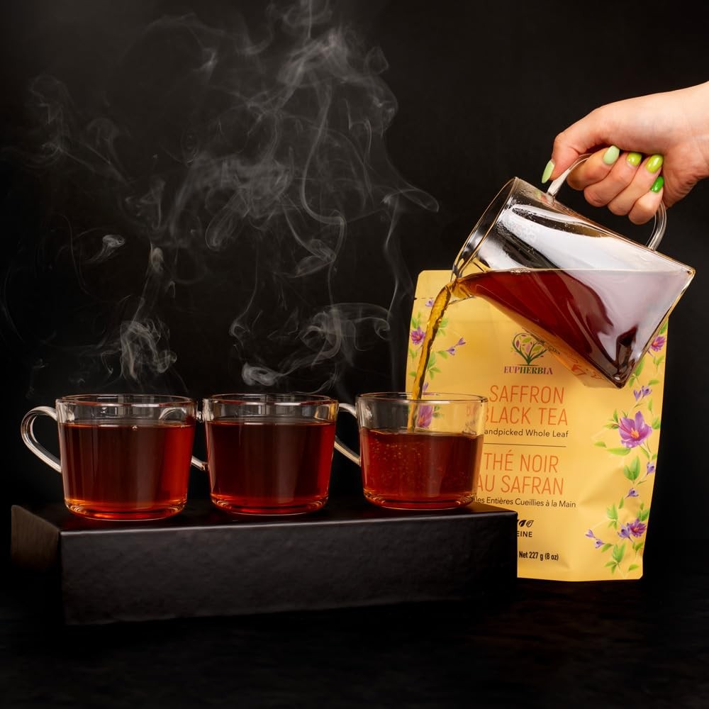 8 oz Saffron Black Tea Handpicked Highland Grown Whole Leaf with Saffron