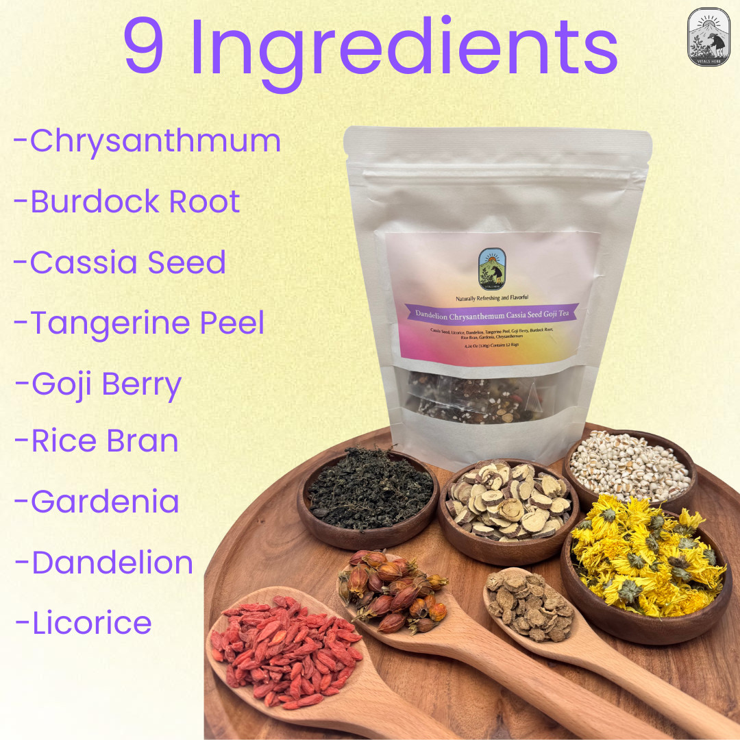 Dandelion Wolfberry Chrysanthemum Herbal Tea Cassia Burdock 120g 12bags Vitals
