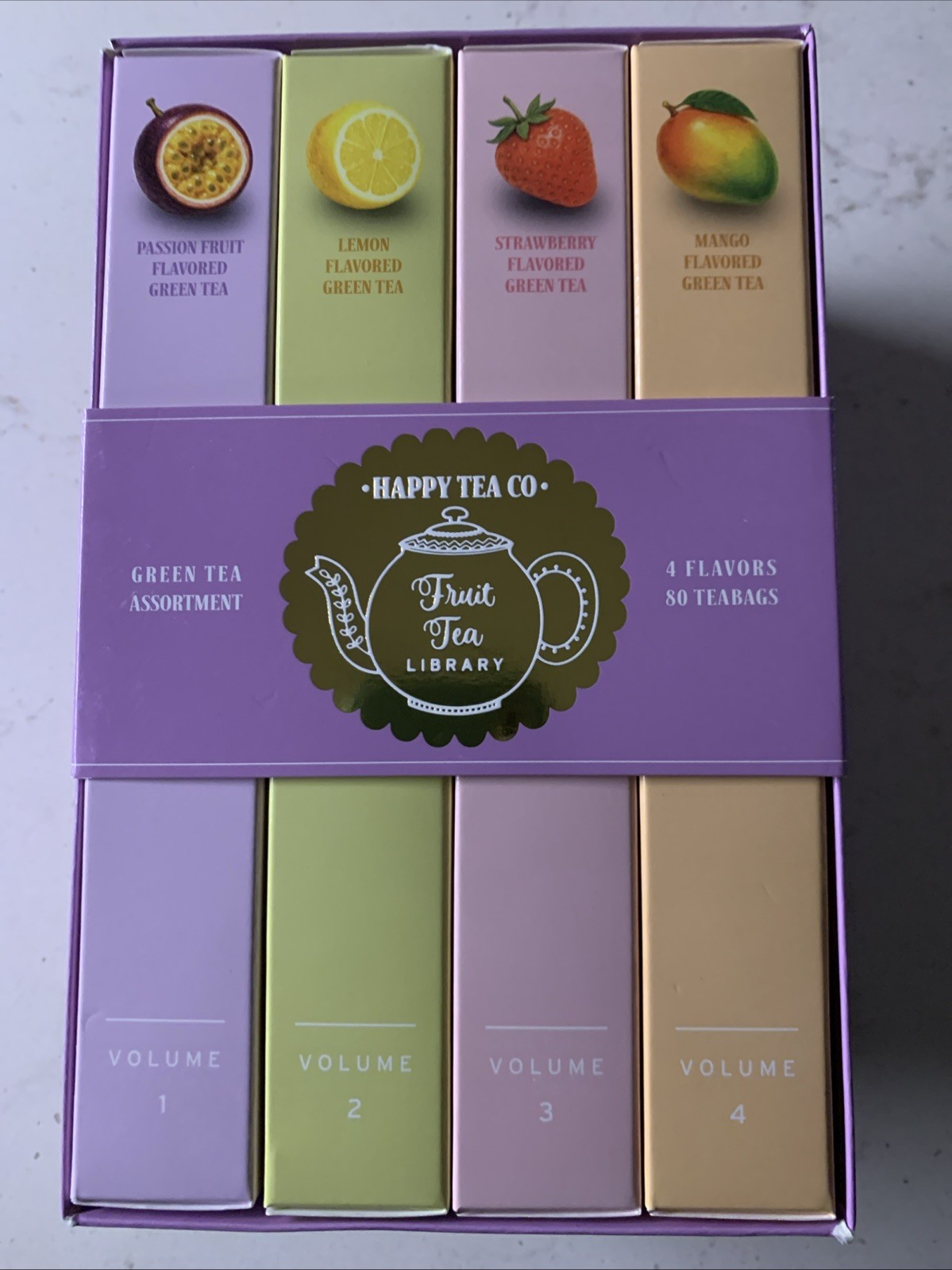 Happy Tea Co Set Of 4 Flavored Assorted Fruit Green Tea Library
