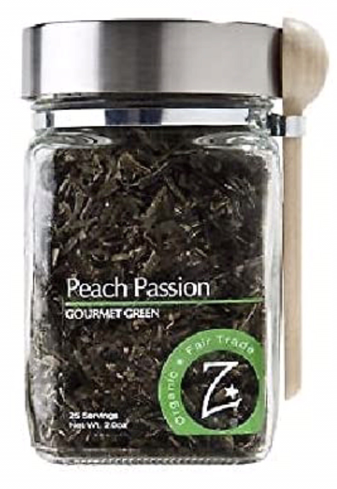 Zhena’s Gypsy Tea – Peach Passion Organic Green Gourmet Loose Leaf Tea, 2 oz Jar
