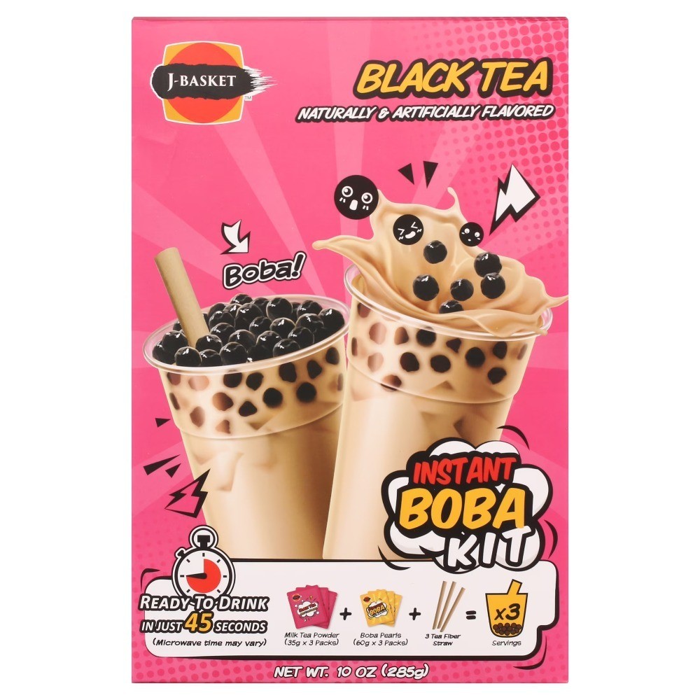 Instant Boba Pearl Bubble Tea Kit Black Tapioca Pearls Dessert 10oz