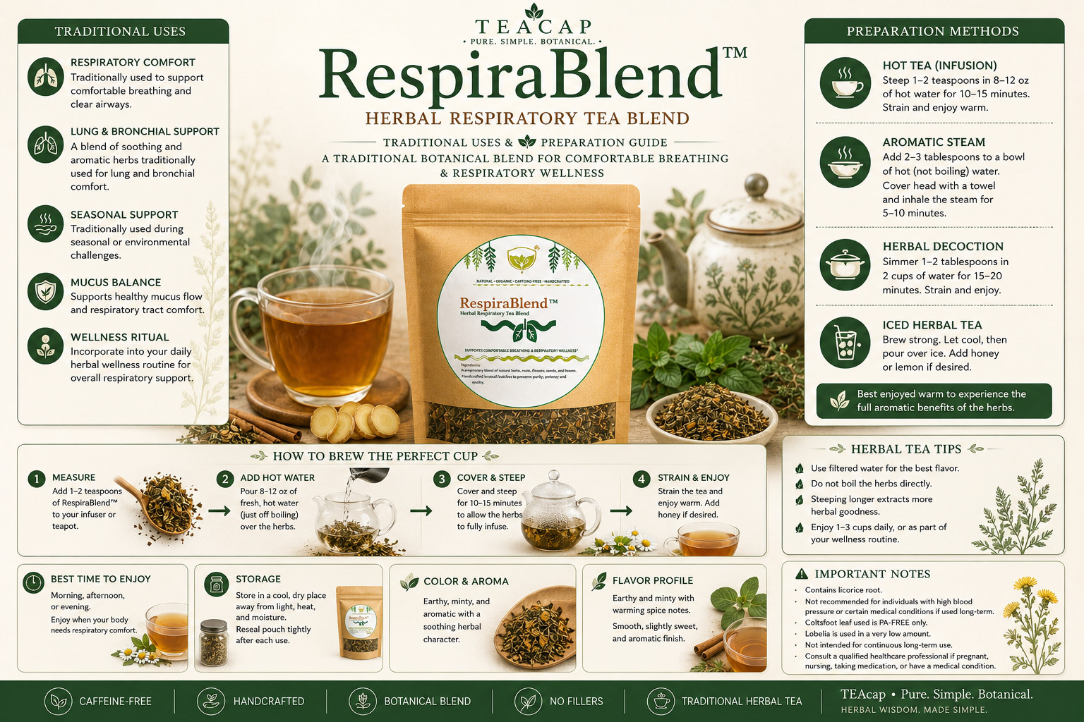 Herbal Lung Loose Tea – Mucus Cleanse Respiratory & Breathing Support 1/3.5 oz