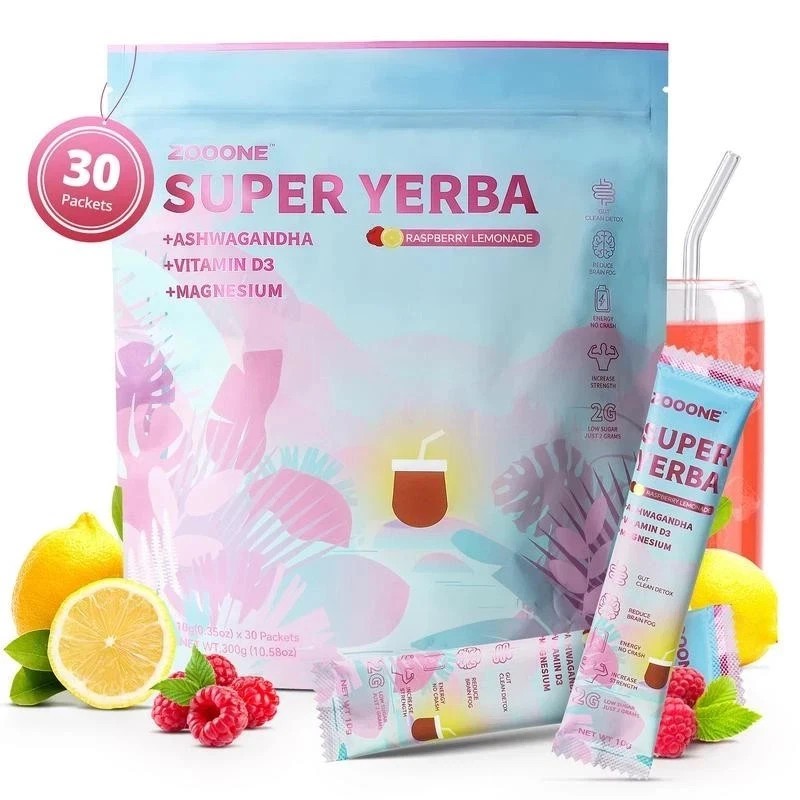 Zooone Super Yerba Instant Powder- Raspberry Lemonade –30 Servings