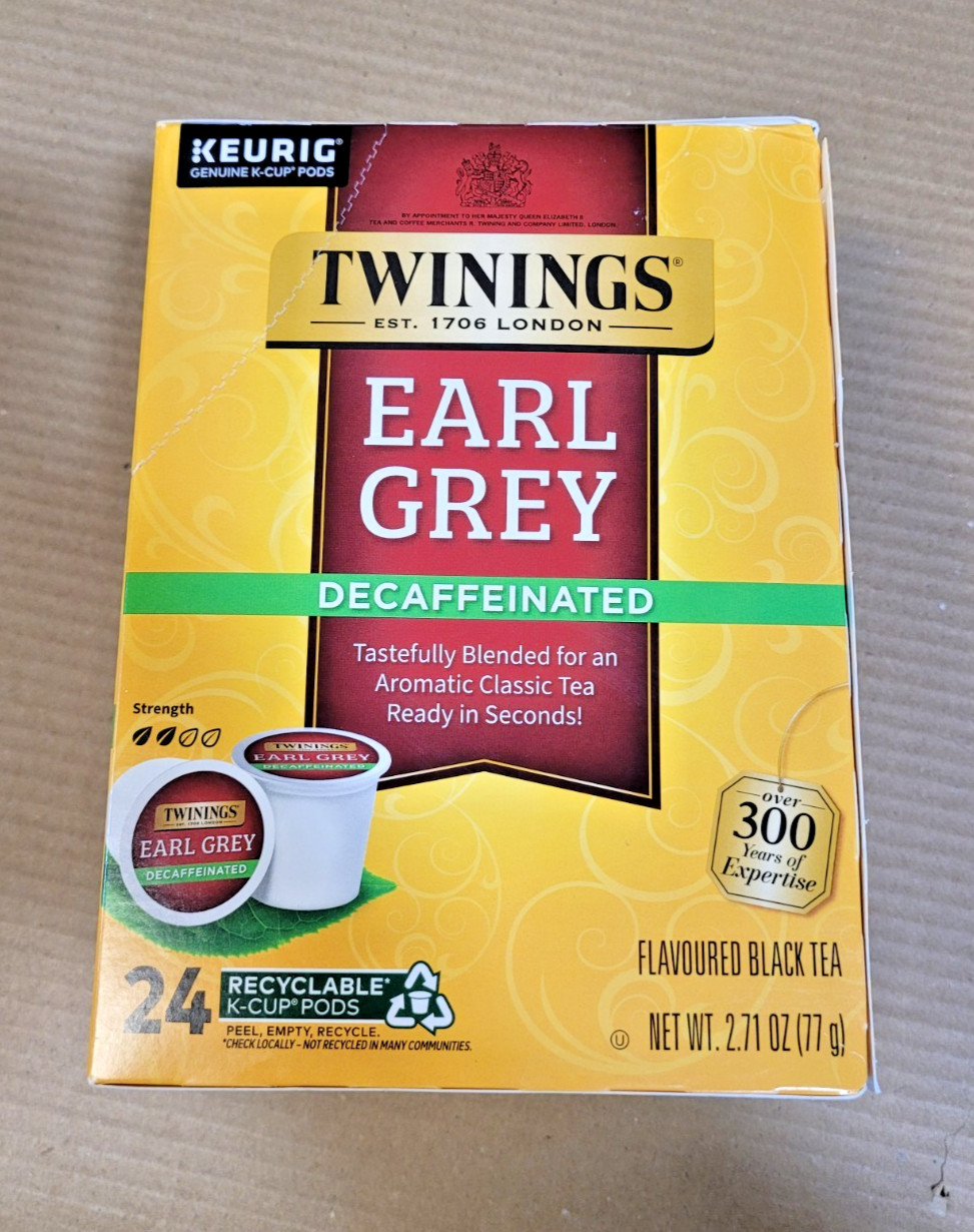 24ct – Twinings Earl Grey Decaf K-Cup Pods for Keurig, Black Tea EXP 6/28/27