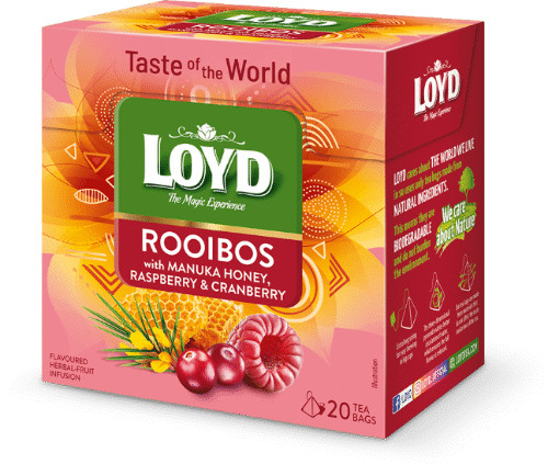 6 LOYD Rooibos Manuka Honey Raspberry & Cranberry Herbal Fruit Tea Infusion Box