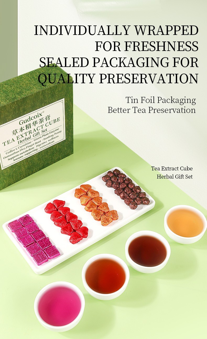 Herbal Tea Extract Cube Gift Set 4 Flavors Concentrated Tea Cubes Premium Box