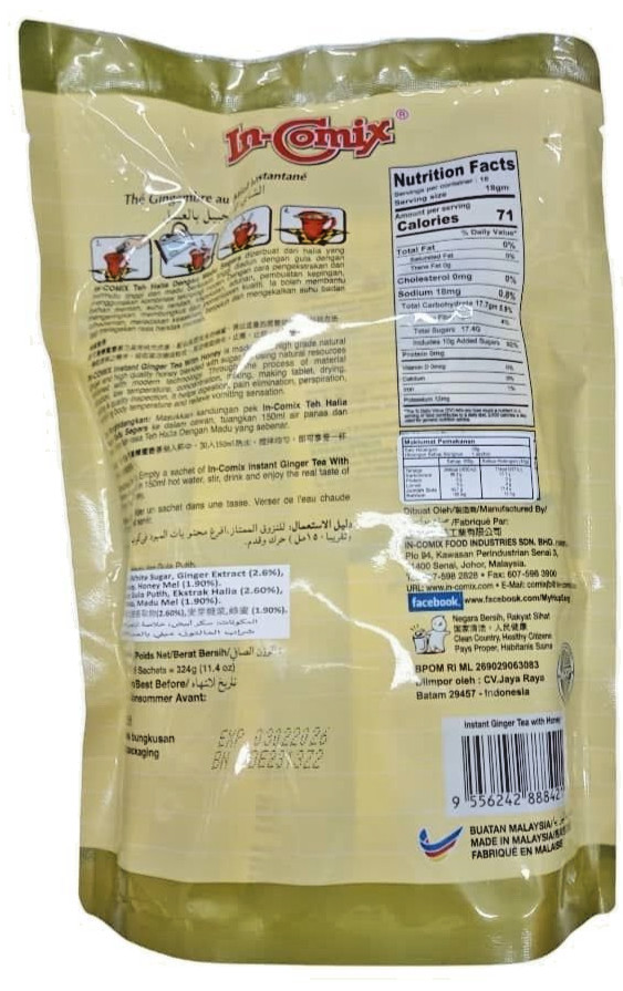 In-comix Instant GINGER TEA with Honey ( 18 tea bags )