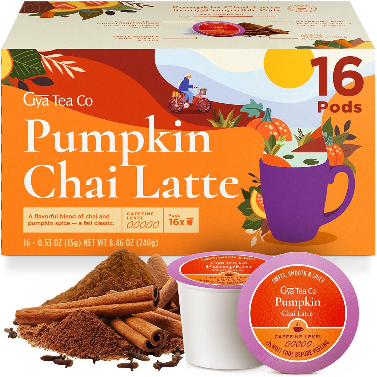 Gya Tea Co Pumpkin Chai Latte Gift Set (16 ct) – 16 Count (Pack of 1)