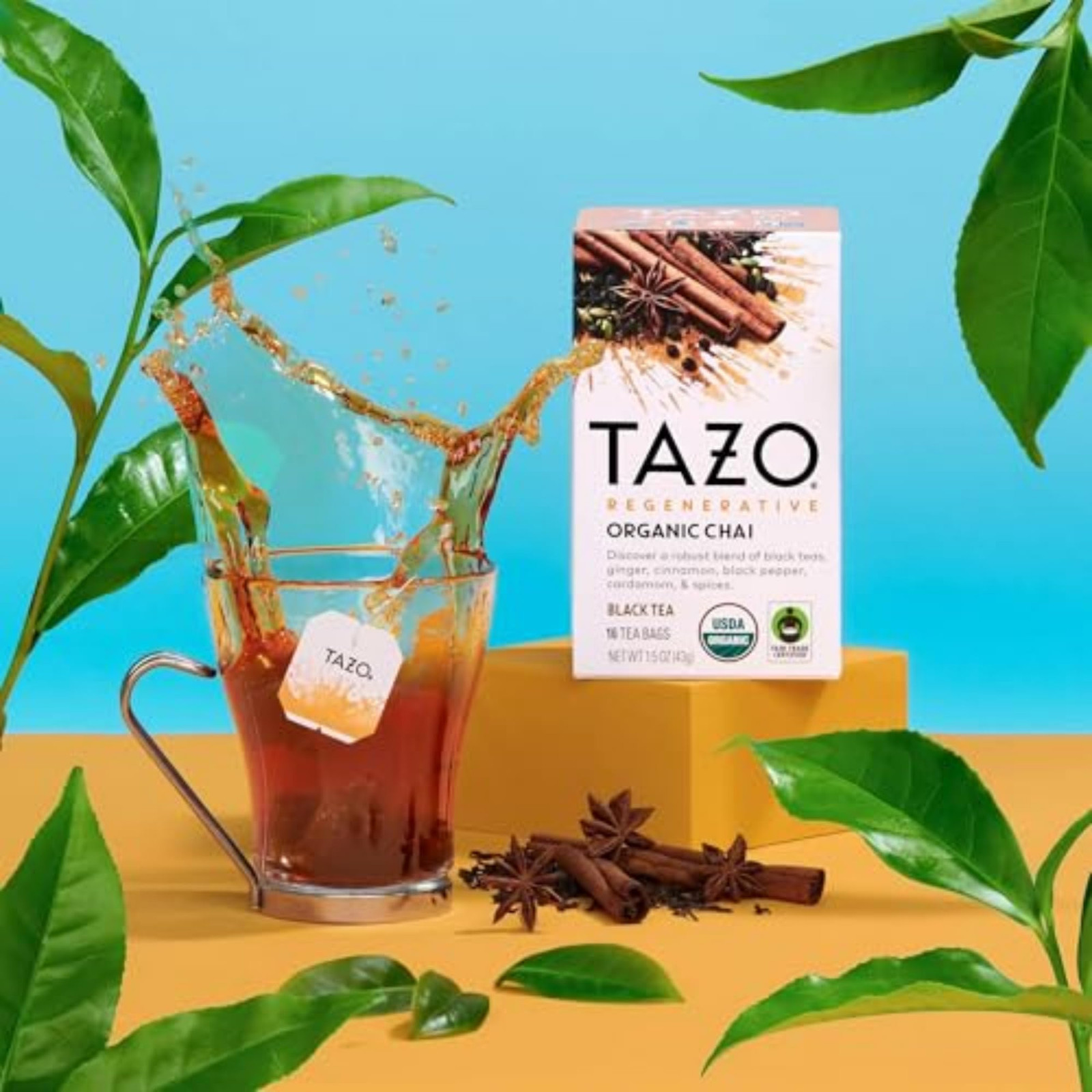 Regenerative Organic Chai Black Tea, Contains Caffeine, Fair Trade, Kosher, U…