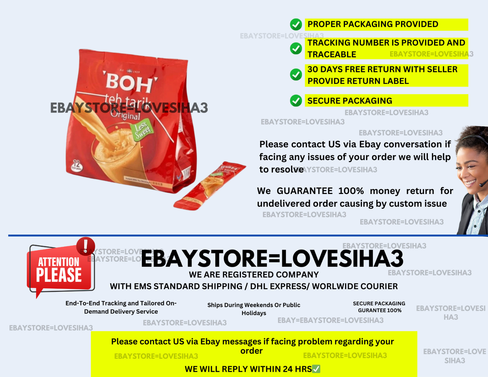 BOH 3in1 Tea TEH TARIK Kurang Manis Less Sweet 12’s (27g each) X 2 PACK