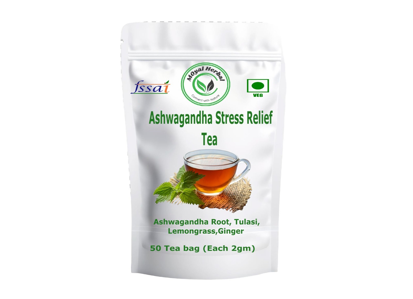 Ashwagandha Stress Relief herbal tea/Ashwagandha rot/Tulsi/Lemongrass/ ginger/