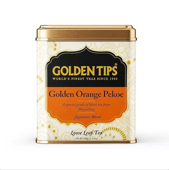 Golden Tips Orange Pekoe Black Tea Loose Leaves Tin can (100 Gram, 50 cups).