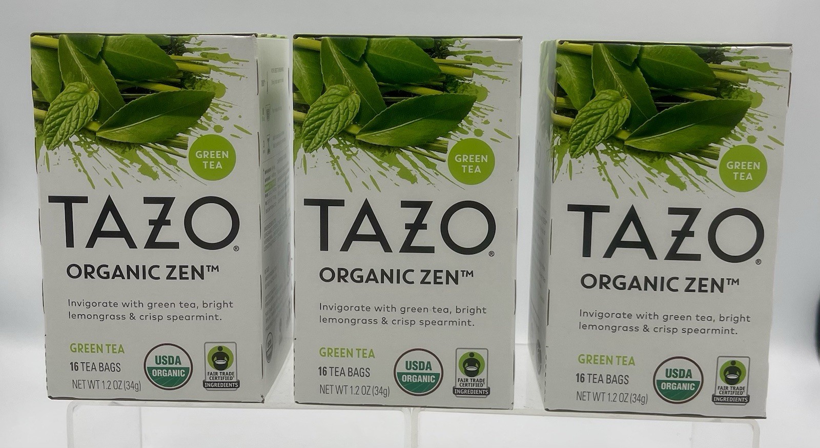 Lot of 3 TAZO Organic Zen Green Tea 48 Bags Caffeinated BB 05/2027 Sealed