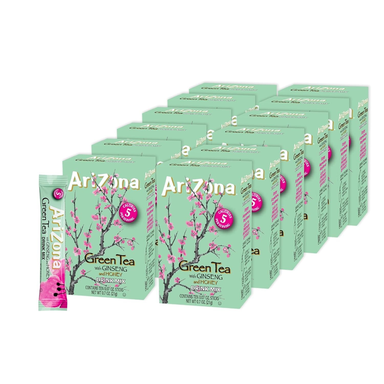 AriZona Green Tea with Ginseng and Honey – On-the-Go 10ct boxes (Pack of 12)