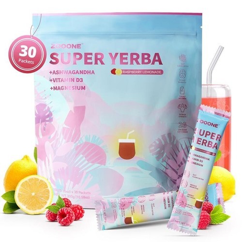 NEW Zooone Super Yerba 30 Packets Raspberry Lemonade – Clean Energy & Detox