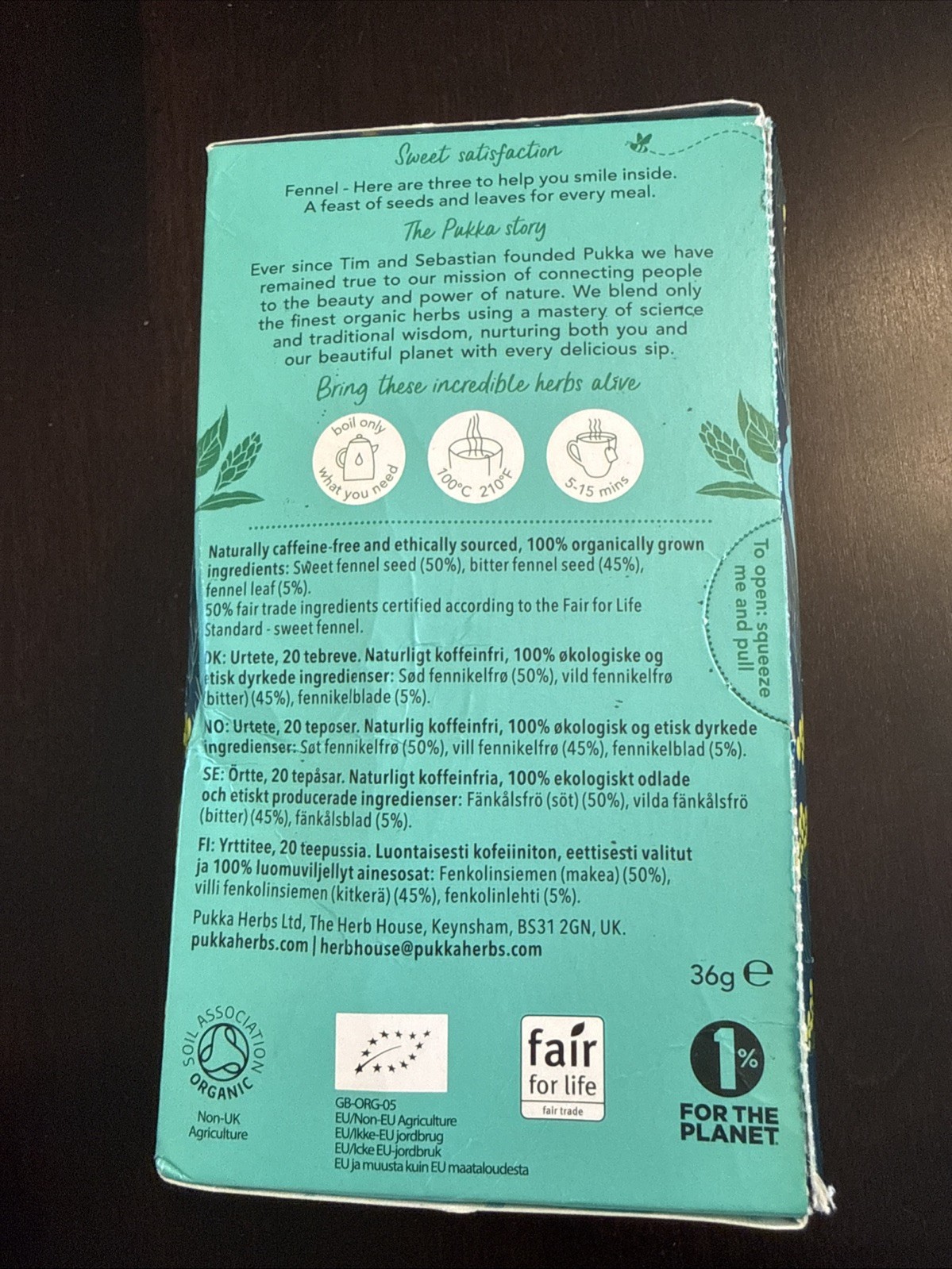 Pukka Three Fennel Delicate Finale Organic 20 Herbal Tea Sachets Expires 4/28