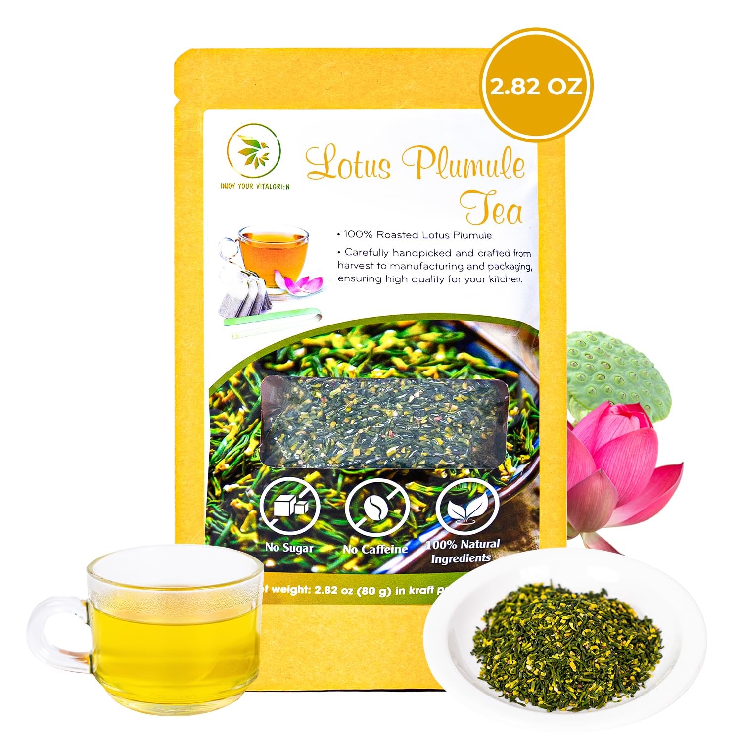Dried Lotus Plumule, 2.82 Oz, Re-steep Herbal Tea, Refreshing & Oz