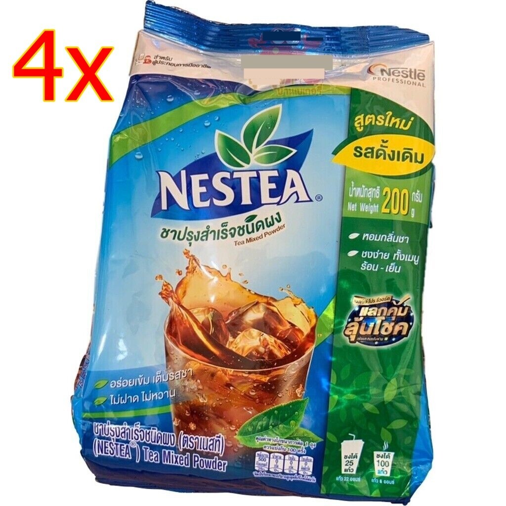 4x NESTEA Nestle Unsweetened Instant Iced Tea Mix Drink 100% Pure Tea200g.