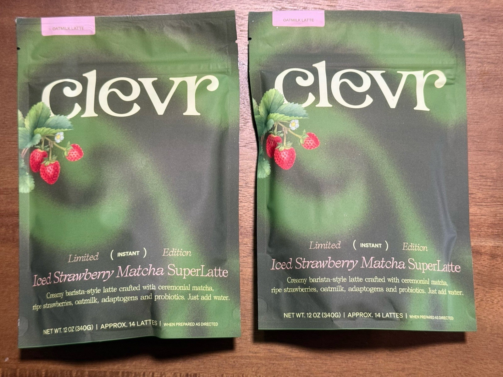 2x Clevr Iced Strawberry Matcha Superlatte 14 Servings Each Bag