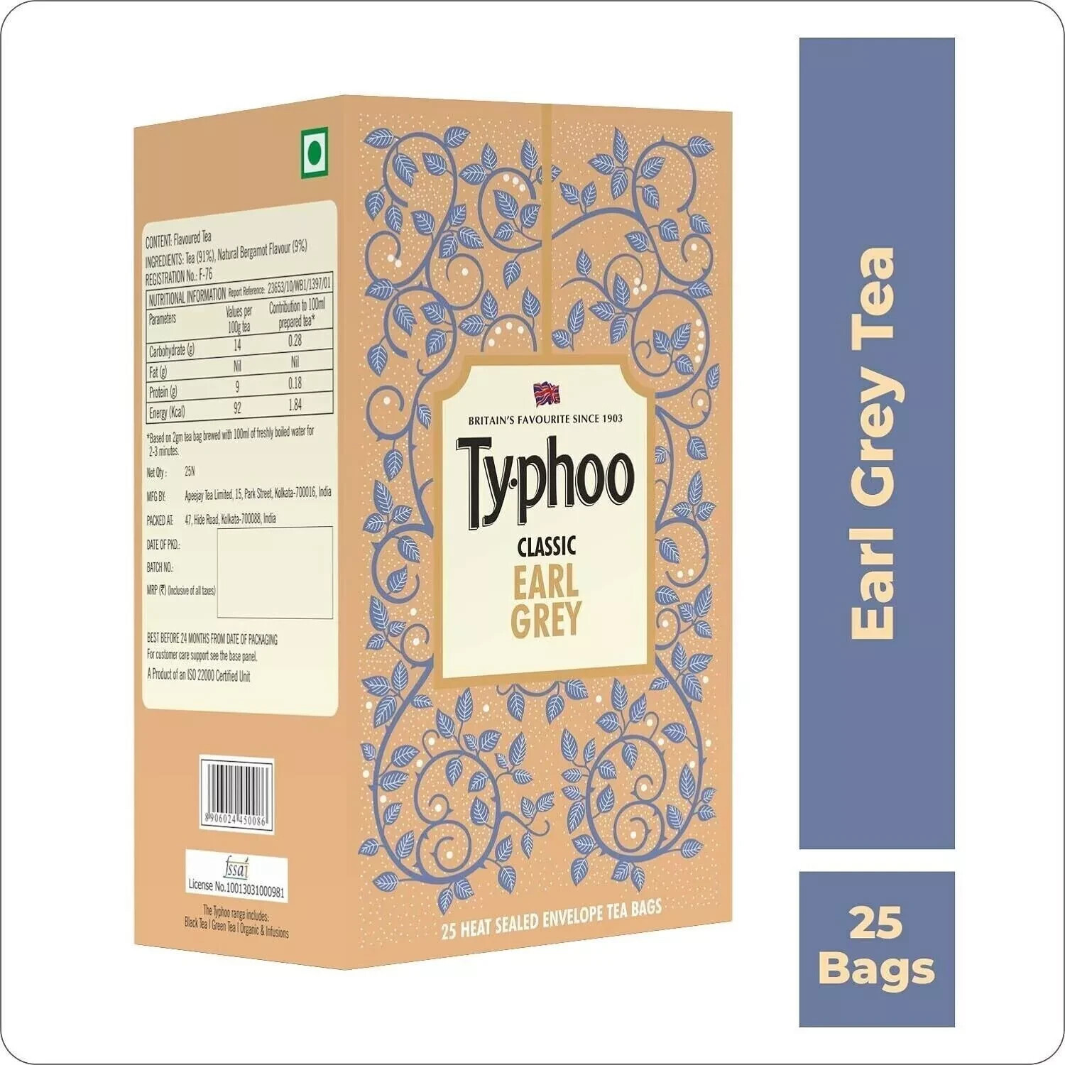 Ty-phoo Luxurious Flavoured Earl Grey Tea Bags (25 Tea Bags)