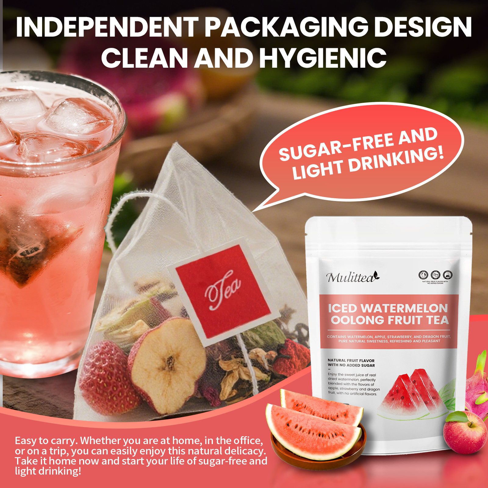 Iced Watermelon Flavor Oolong Tea Fruit-Infused Tea Cold Drinks Tea Bags