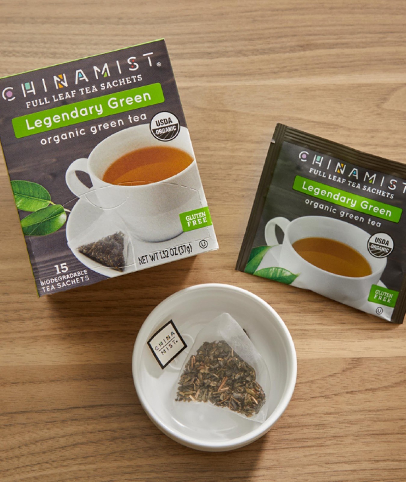 China Mist – Legendary Green Organic Full Leaf Tea Sachet, 15 count box – Bio…