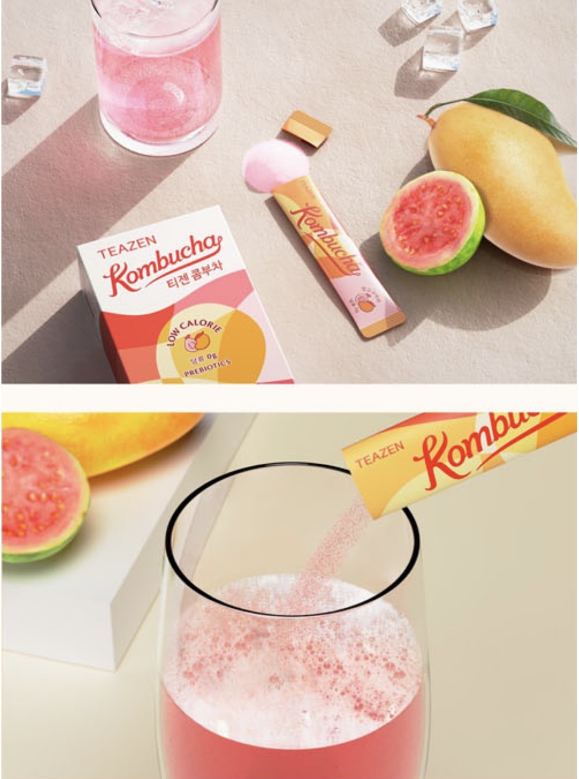 TEAZEN Mango Guava Kombucha Tea, Hydration Drink Mix, 10 Sticks final sale !