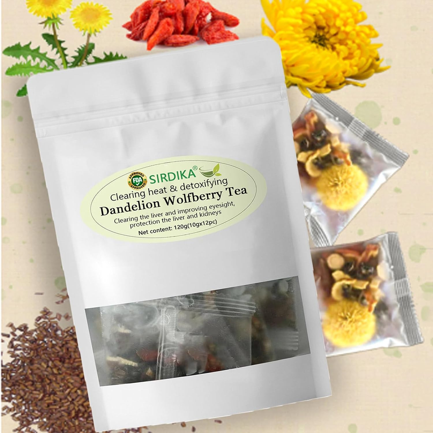Dandelion Wolfberry Tea Bags – 1 Bag (12 Pcs)