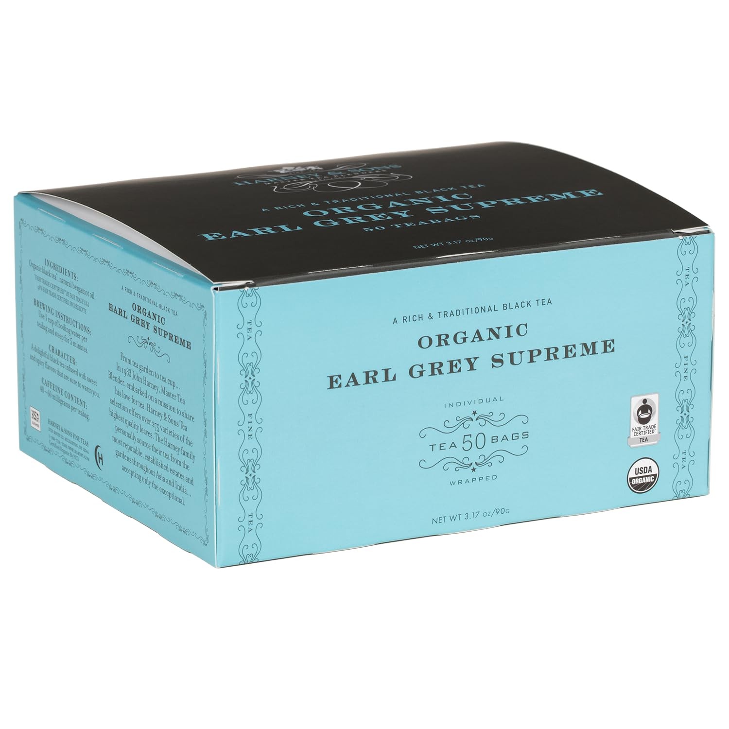 Harney & Sons Organic Earl Grey Supreme | Box of 50 Count (Pack 1), Blue